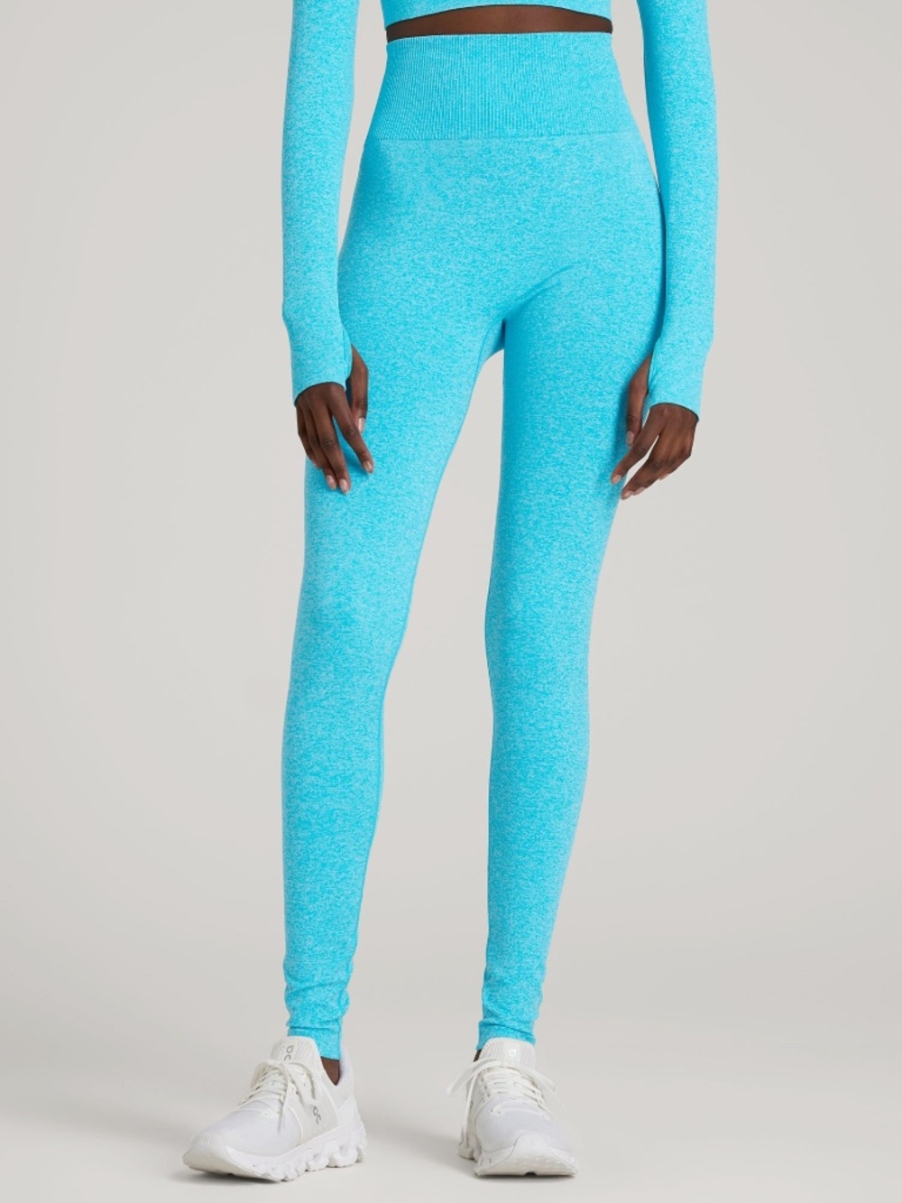 American Tall Compression Training Leggings for Tall Women in Scuba Blue Mix Siz
